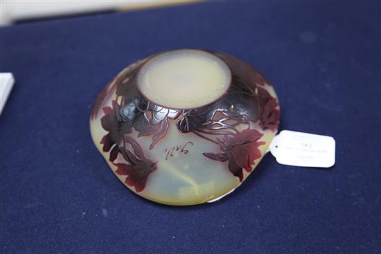 A Galle cameo glass trefoil dish, c.1910, 16.5cm across